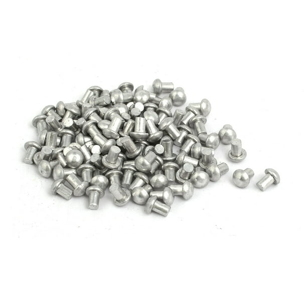 100pcs M4 x 6mm Aluminum Half Round Head Solid Rivet Fastener Silver Tone